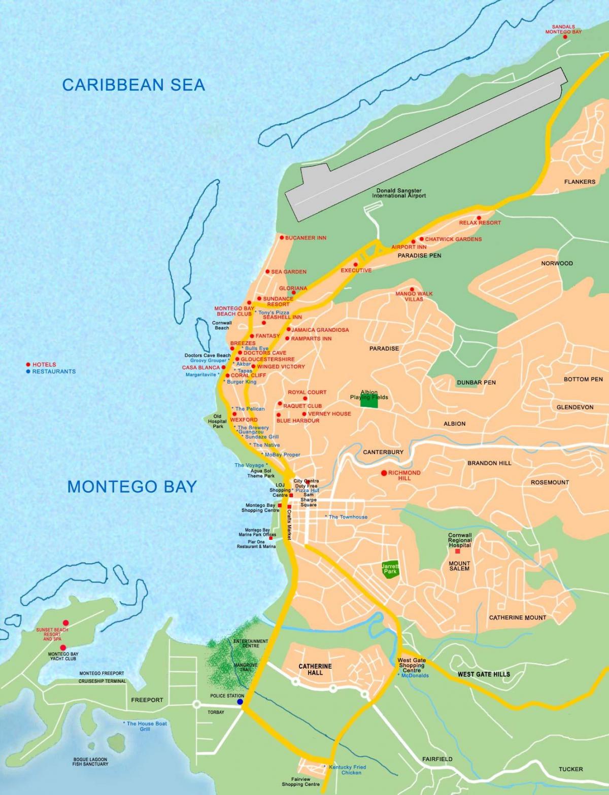 montego bay ямайка газрын зураг дээр