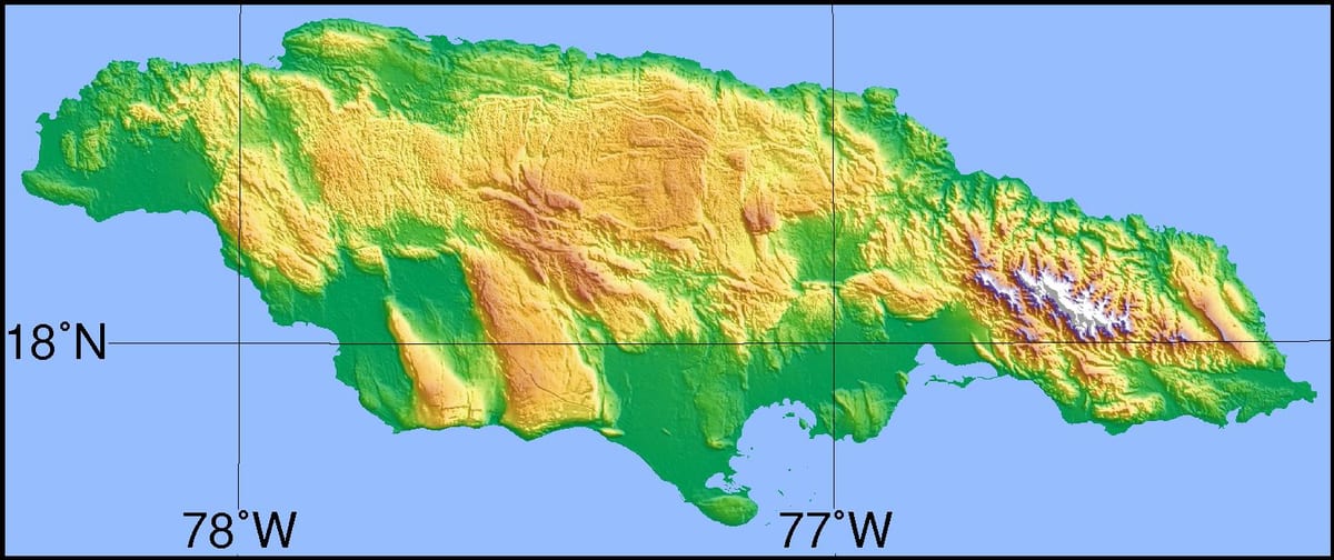 Газрын зураг, байр зүйн jamaica