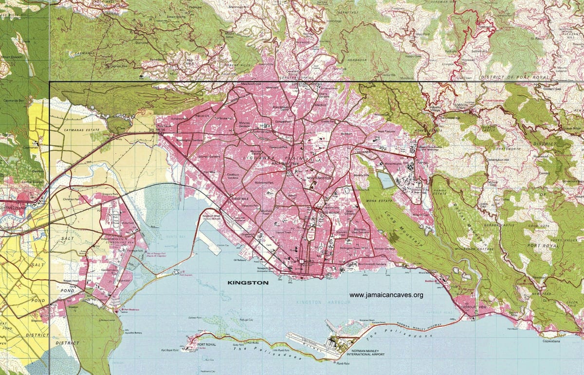 kingston ямайка газрын зураг дээр
