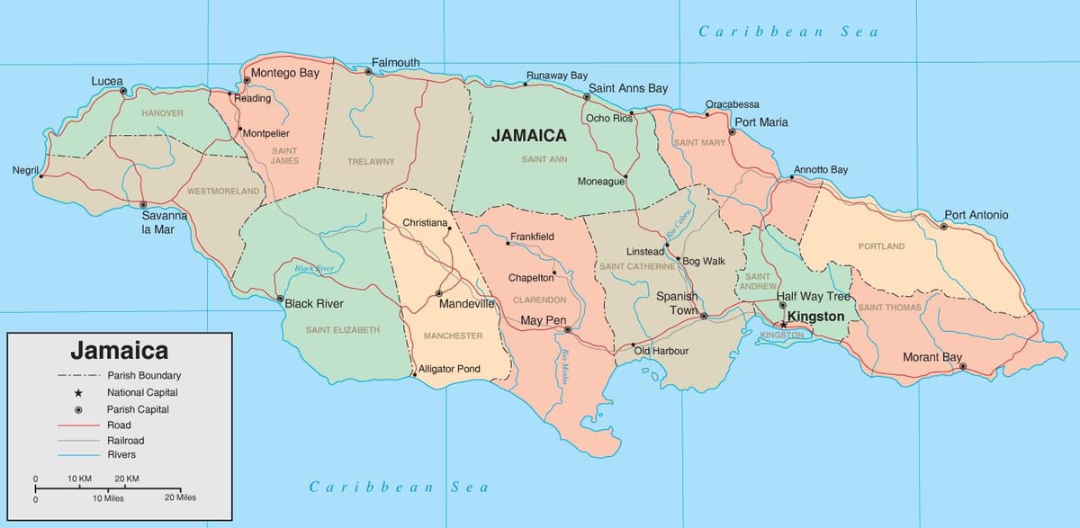 Газрын зураг нь улс төрийн jamaica